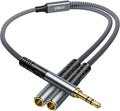 JOMLEY Headphone Splitter 1ft(0.3m), Audio Splitter 3.5mm 1 Male to 2 Female Adapter, Nylon-Braided 3.5mm Dual Headphone Jack Extension Cable for Headset, Smartphone, Tablet, Laptop
