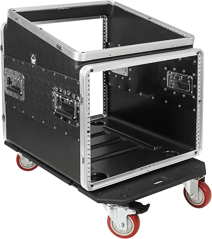 Sound Town Lightweight and Compact 8U ATA ABS Rack Case, with Slant Mixer Top, Casters, 21" Depth, 10U Top and 8U Side Spaces (STMR-A10X8UW)