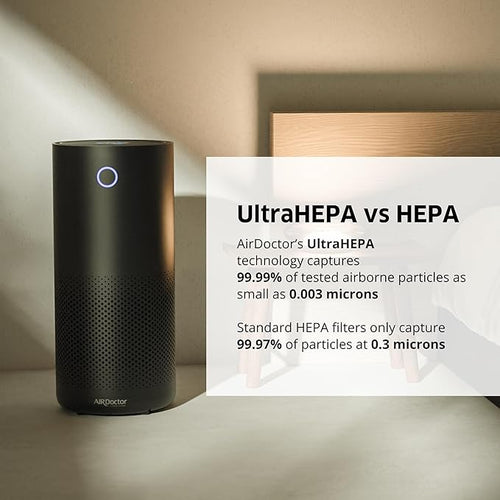 AirDoctor 4000 Air Purifier for Large Rooms | Triple filtration technology with UltraHEPA, Carbon/VOC material & Air Quality Sensor | Captures Particles 100x Smaller Than HEPA Standard (Black)