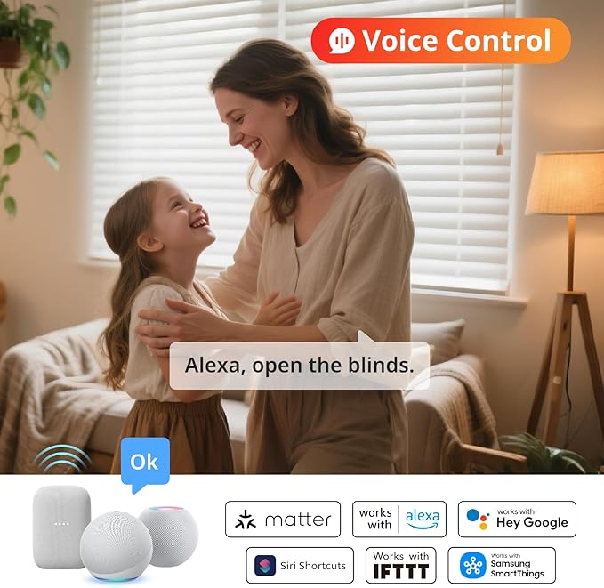 SwitchBot Smart Electric Motorized Blinds Kit with Hub Mini Matter-2.4G WiFi Remote Control, Solar Powered, Compatible with Alexa, Google Home and Siri, Light Sensing Control, Unlimited Group Control