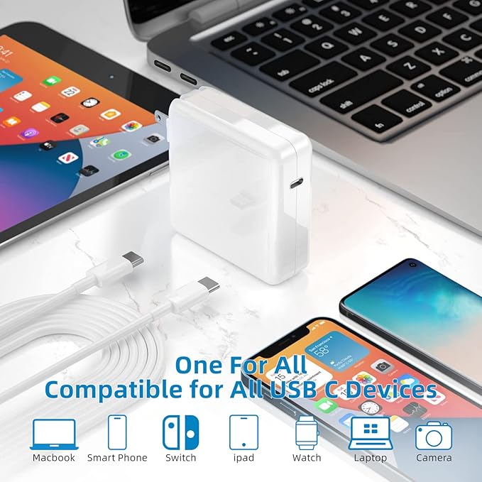 Furgor Mac Book Pro Charger - 118W USB C Charger Fast Charger Compatible with MacBook Pro, MacBook Air, M1 M2 M3 M4 M5, iPad pro, Samsung Galaxy and All USB-C Devices, 6.6ft Cable