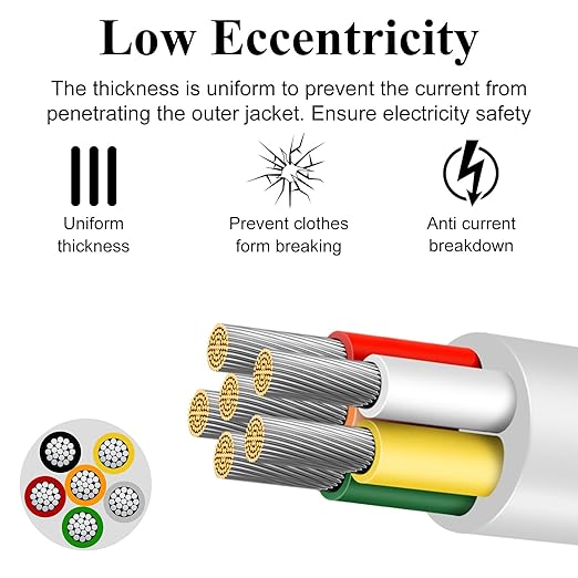 16 Gauge 6 Conductor Electrical Wire, 49.2FT Low Voltage 16/6 Tinned Copper Stranded 6 Wire Cable, 16 AWG White Flexible Extension Power Cord for Sprinkler, Thermostat, Speaker, Irrigation, Automotive