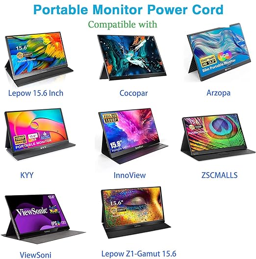 10FT USB-C 3.2 Gen 2×2 Display Monitor Video Link Data Transfer Cable for Lepow Z1 15.6 In, InnoView, ASUS ZenScreen, KYY, Cocopar, Arzopa, AOC, Type-C High Speed Portable Monitor Charger Power Cord