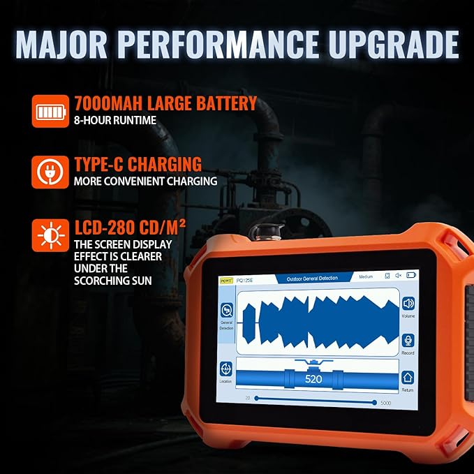 PQWT 125B Water Leak Detector, Outdoor Underground Pipe Leak Detection (9.84ft/3m Depth)