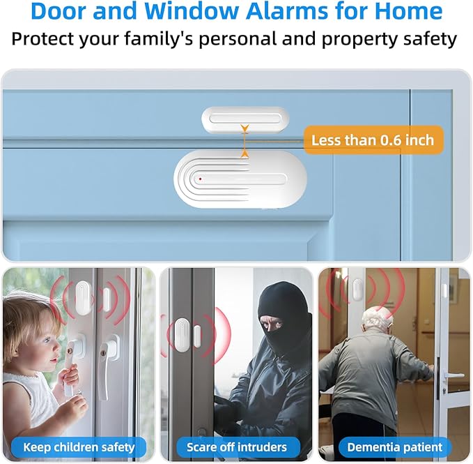 Daytech Wireless Door Chimes When Door Opens with 800ft Long Range, 20 Chimes, 5 Volume Levels Door Open Alarm for Home/Business/Store, Door Entry Alert System with 2 Receivers & 4 Sensors