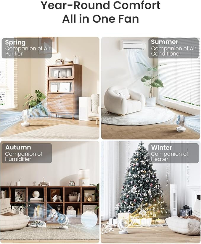PNTCK Air Circulator Fan for Bedroom, 13" Table Fan with Remote, 90° Oscillating & 120° Tilt, 60ft Strong Airflow, Quiet 25dB Electric Fan with 4 Speeds, 4 Modes & 12H Timer