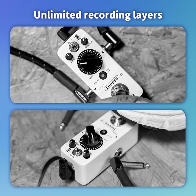 MOOER Micro Looper II Guitar Loop Pedal With 480 Minutes Recording, AUTO REC Function, 3 Saving Banks and 16 Slots Per Bank