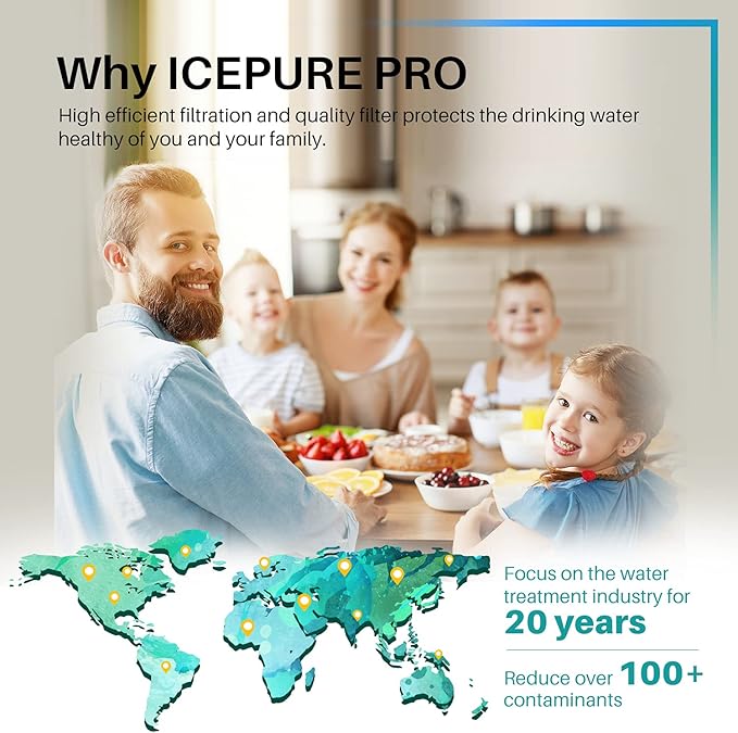 ICEPURE PRO UKF8001 NSF401&473&53&42 Certified Replacement Everydrop EDR4RXD1, Filter 4, Maytag UKF8001AXX UKF8001P, Whirlpool 4396395 WF-UKF8001 FMM-2 MPF15090 SGF-M9 Refrigerator Water Filter 1PACK