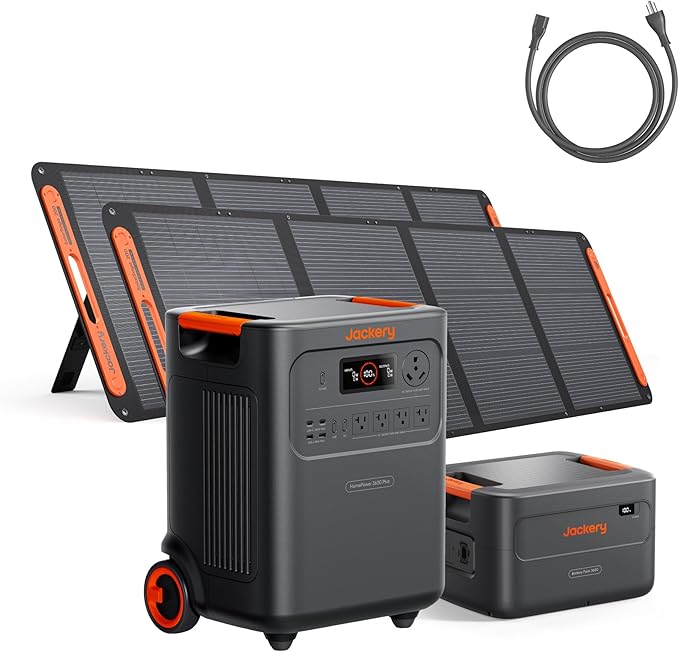 Jackery HomePower 3600 Plus Portable Power Station with AC Cable, Extra Battery and 2x 200W, 3600W AC Output, 7168Wh LFP Solar Generator, Expandable up to 21kWh, Essential Home Backup for Home Use