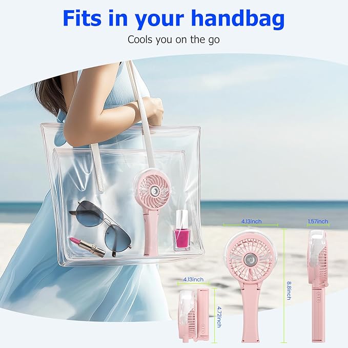 HandFan 2025 Upgraded Portable Misting Fan, Two Button Easy Operation, Handheld Rechargeable Mister Fan, Spray Water Mist Fans, Mini Electric Cooling Fans for Travel, Outdoors, Disney(Pink)