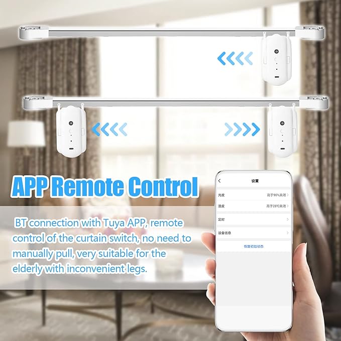 Sunydog 2pcs Tuya Smart Curtain Motor BT Voice Control Switch Electric Curtain Robot APP Control Timer Setup Compatible with Alexa Google Home for Roman Rod