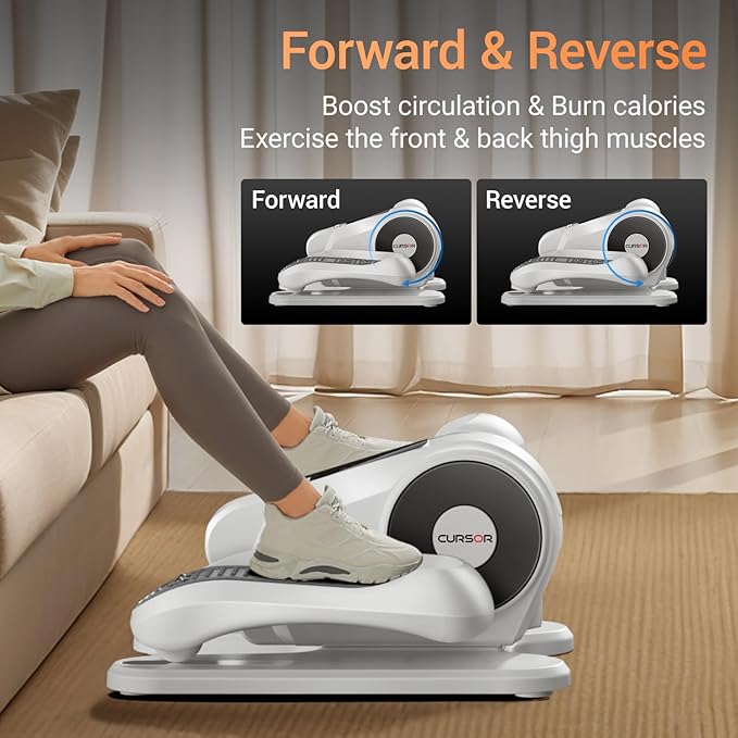 Under Desk Elliptical Machine, Electric Seated Pedal Exerciser, Min Leg Exerciser with Remoter, 12 Level Speeds, Forward & Reverse Direction, Manual & Auto Mode for Home Office