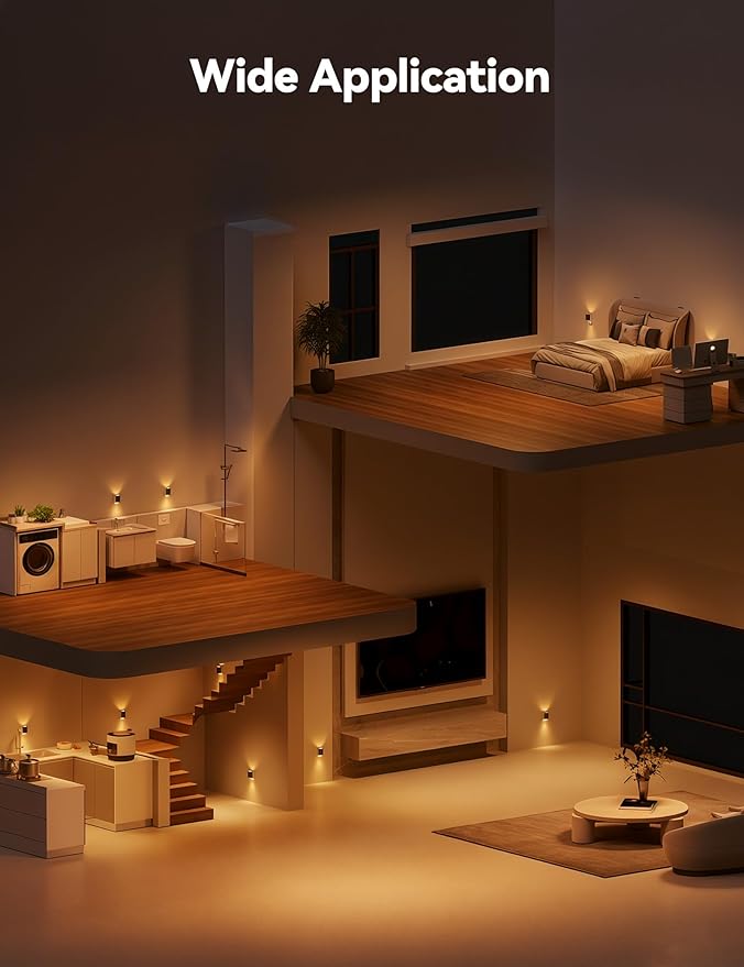 Brightown 2 Pack Black White Night Lights Plug into Wall, Modern Night Light with Rotating Plug, Dusk to Dawn Sensor, 0-100LM Stepless Dimming Aora Night Light for Hallway Bedroom Bathroom,Amber