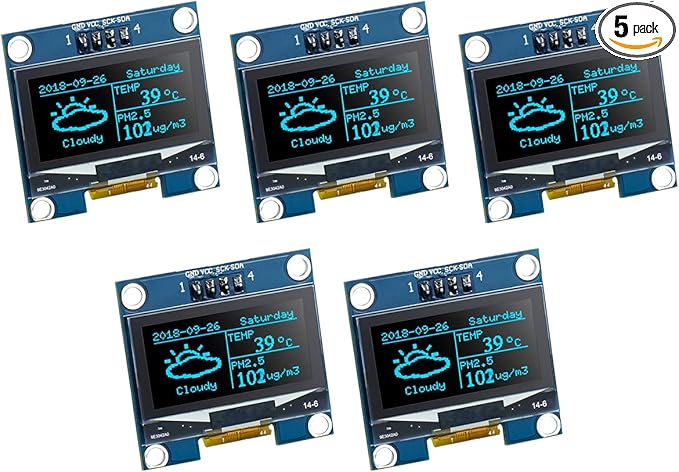 Hosyond 5 Pcs 1.3 Inch IIC I2C OLED Display Module 128x64 Pixel SH1106 Screen Module Compatible with Arduino/Raspberry Pi (Blue)