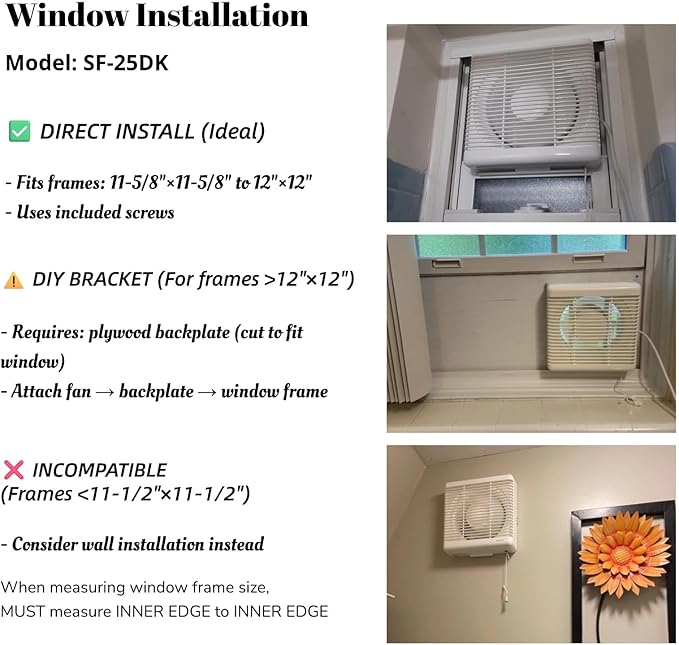 SAILFLO 10 Inch Window Shutter Exhaust Fan,11.6 x 11.6 Inch Cutout, 406CFM 35W Wall-Mounted Ventilation Air Intake Extractor for Bathroom Home
