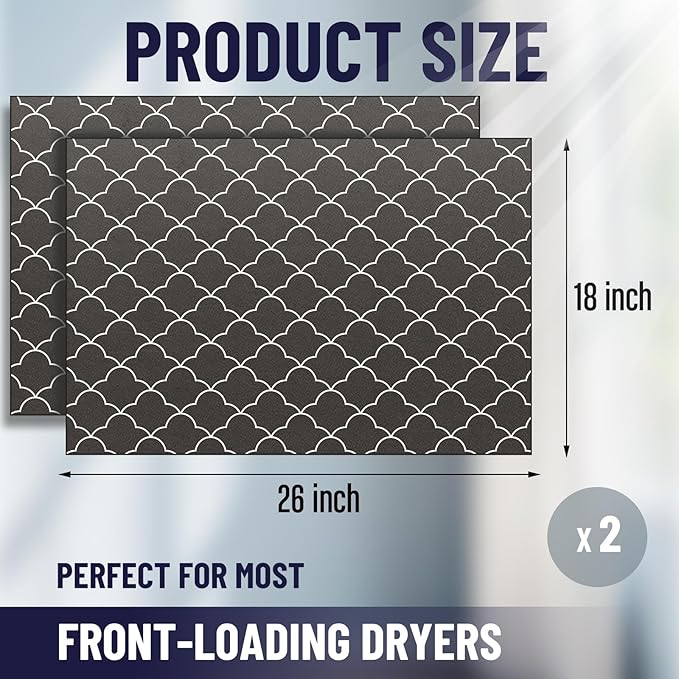 Teenyyou 2 Pcs 26" x 18" Dryer Top Protector Mat, Washer and Dryer Topper, Non Slip Waterproof Machine Cover Dust Proof Quick Drying Topper Pad for Laundry and Kitchen (Stylish)