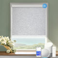 COOLWINDS Motorized Blinds with Remote Cordless Automatic Motorized Shades Custom Blinds for Indoor Windows Smart Curtains with Alexa Google Home(Blackout Jacquard Grey,W65 x H72in)