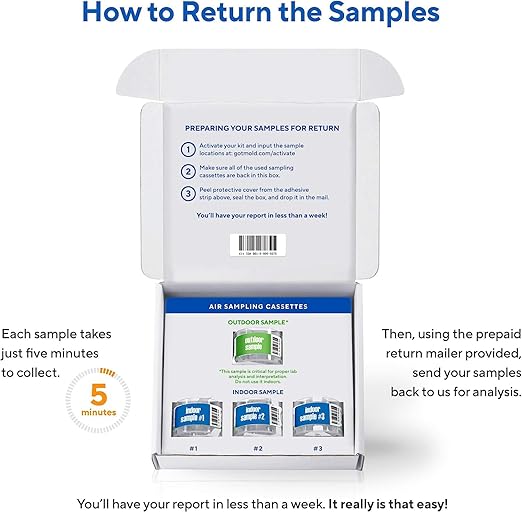 3 ROOM KIT | Test Your Air! Professional Quality Mold Test Kit for Home - All Fees Included - 1, 2 & 3-Room Test Kits & Refills - Reusable BioVac™ Air Sampler - Full Mold Type & Quantity Analysis