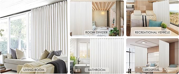 ChadMade Ceiling Track Kit with Hooks, Wall Mount Curtain Track, x-Large Size for Space 12ft - 18ft Wide, Single Window Rods Work with Grommet and Pinch Pleated Curtain