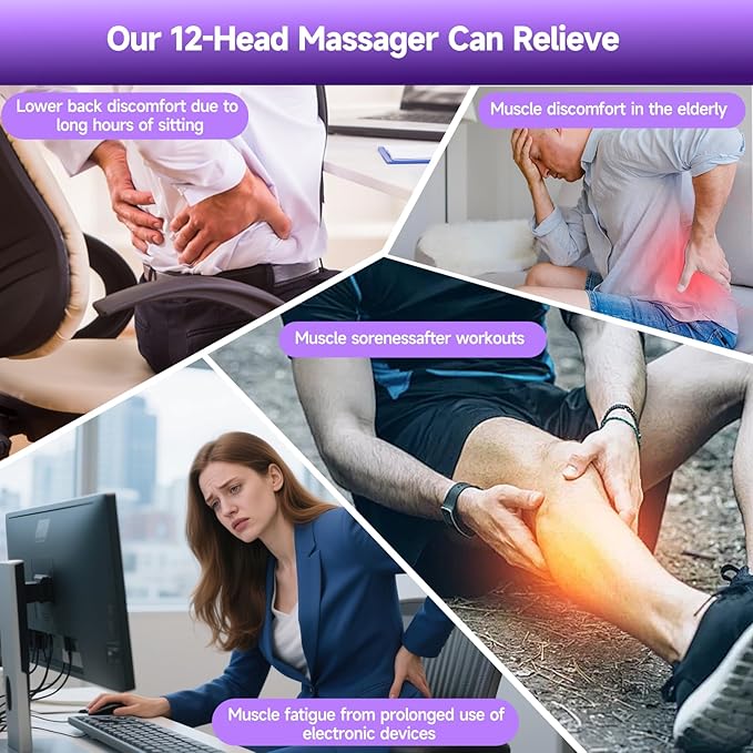 12 Head Massage Gun, Massages Gun Deep Tissue With 3 Modes & 30 Levels Intensities, Quiet Multi Head Massage Gun For Backs, Shoulders, Legs and Full Body Muscle Pain Relief, Gifts for Men Women
