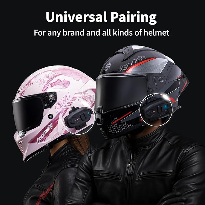 BIKECOMM Salut Motorcycle Helmet Speakers Intercom – 1000M Range Wireless Speakers - Helmet Communication System, IP67, Black, Twin Pack
