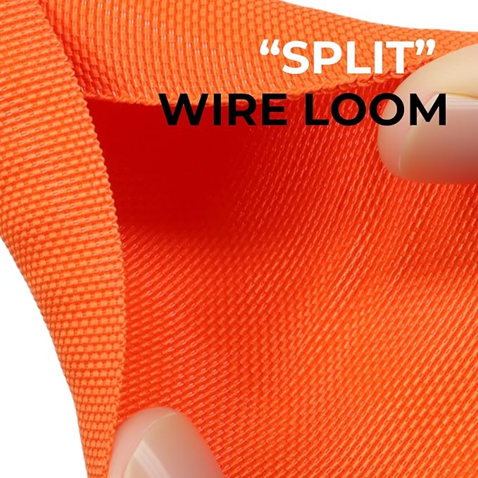 HOLED 3/4 inch Split Braided Cable Management Sleeve for USB Cable Power Cord Audio Video Cable, Wire Loom Cord Protector from Cat Dog Chewing (Orange, 25FT)