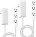 LIDER Flat-Face Outlet Extender with 3 Receptacles, Ultra-Thin Wall Plate Plug with Cord Extender and 3-Outlet Power Strip, 3ft Cord, LWE3-315-W2P, ETL-Listed, White, 2 Pack
