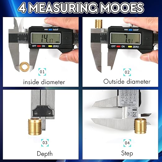 Simhevn Digital Caliper Measuring Tool,with Large LCD Screen, Easy Switch Inch/MM/Fraction,6inch/150mm Stainlee Steel Caliper and 8inch/200mm Stainlee Steel Ruler for DIY/Household