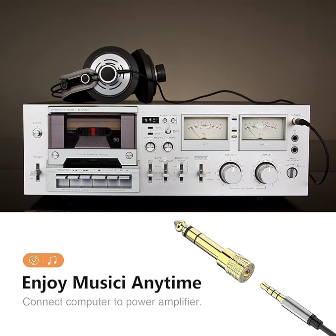 Mizi (4 Pack 6.35mm (1/4 inch) Male to 3.5mm (1/8 inch) Female Gold Plated Stereo Audio Jack Adapter for Aux Cable, Guitar Amplifier, Headphone - Golden