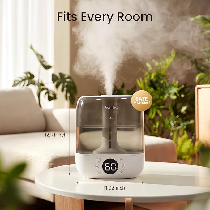 Provirtec 6L Self-Cleaning Humidifier for Large Room, CleanCare Warm & Cool Mist, No-Leak Design & Top Fill, 60 Hour Runtime, Quiet Ultrasonic Auto Mode with Remote Control for Bedroom & Home