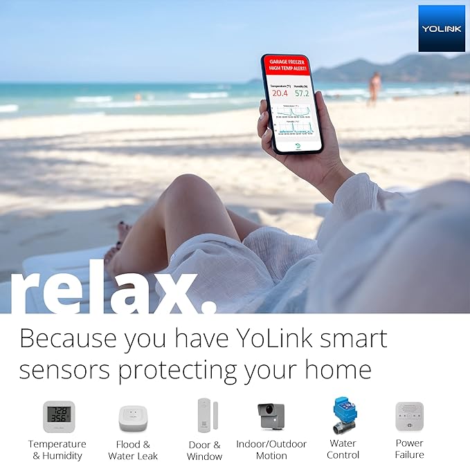 YoLink LoRa Smart Door Sensor Starter Kit: - 1/4 Mile Open-Air Range, Door Left-Open Reminders,5 Years Battery Life, SMS/Text, Email & App Alerts, Alexa, IFTTT, Home Assistant