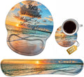 Keyboard Wrist Rest + Mouse Pad Wrist Support Set with Coasters, Non-Slip PU Base Ergonomic Mousepad for Home Office Working Studying Easy Typing & Pain Relief, Bible Verses Proverbs 31:25