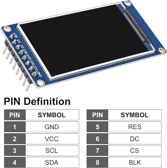 XIITIA 2pcs 1.9" SPI TFT LCD Display Module 170x320 RGB LCD Screen 3.3V ST7789 Drive SPI Interface 8pin Full Color for Arduino DIY