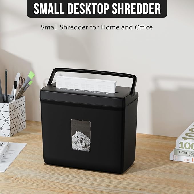 Suntiko Paper Shredder for Home Use,5 Sheets Small Cross Cut Paper Shredder,P-4 Security Level with 2.38-Gallon Basket, 4-Mode Design-Durable & Fast and Jam Proof for Home Office Utilization