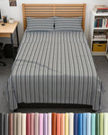 Full XL Bed Sheet Set - 4 Piece Extra Long Extended Full XL Sheets - Soft, Breathable & Cooling - Fits 8" to 16" Mattress with Deep Pockets - 54" x 80" - Wrinkle and Fade Resistant - Grey Stripes 3