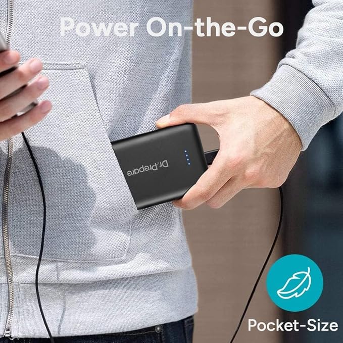 DR.PREPARE 10000mAh Heated Vest Battery Pack with Dual USB Outputs & Type C in/Output, 5V 3A Power Bank for Heated Jacket, Ultra-Compact Portable External Battery Charger, Eye Mask, iPhone, iPad