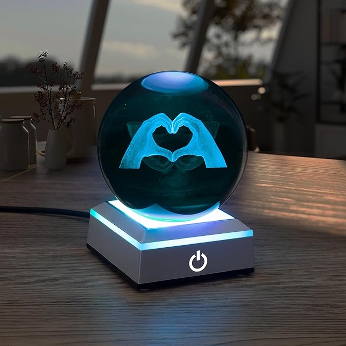 Kopesmsy 3D TayTay Gifts, Cute TS Girl Night Light, 3.15-inch Heart-Shaped Crystal Ball Night Light with LED Colorful Lighting Touch Base, Birthday Mother's Day Christmas Gift