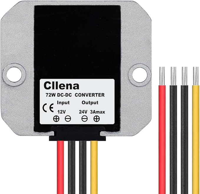 Cllena Waterproof 12V to 24V DC Step Up Converter 3A 72W Voltage Regulator Boost Converter Module Car Power Supply Voltage Transformer (Input 10V-16V)