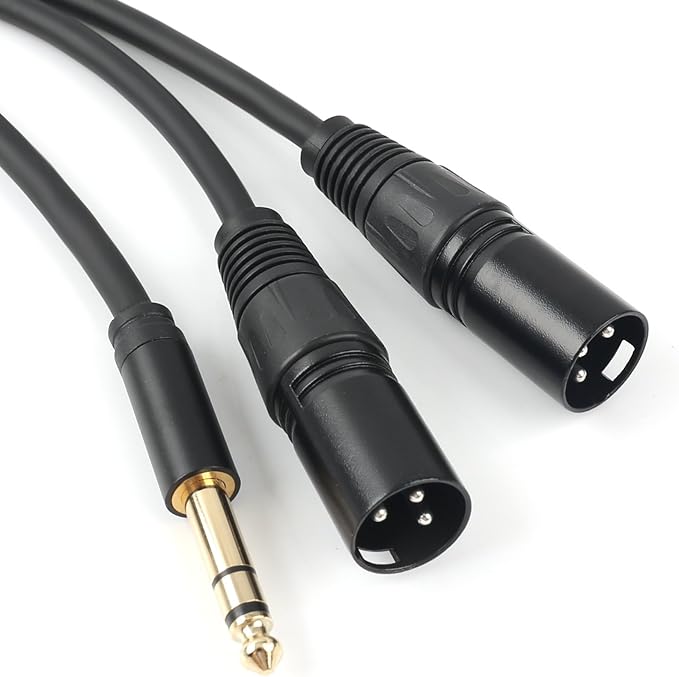 SiYear Profession 6.35mm (1/4inch) TRS Male Plug to 2 Dual XLR Male Microphone Stereo Unbalanced Audio Converter Adapter Y Splitte Cable Cord （5FT/1.5M