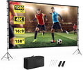 Projector Screen Outdoor, Vamvo Projector Screen with Stand Portable 150" Foldable ProjectorScreen, 10 Feet Indoor Movie-Screen with Carrying Bag for Home Theater Backyard Movie Night