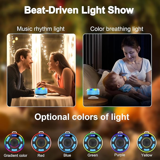 Shower Bluetooth Speaker IPX7 Waterproof, Portable Bluetooth Speakers with Suction Cup and Time Display, Crystal Sound&Bass LED Light 1100mAh, Wireless Shower Speaker for Outdoor/Kayak Dark Blue
