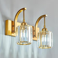 FDPBY Bathroom Crystal Vanity Lights 2-Light Gold Wall Lamp Modern Crystal Bathroom Light Fixtures Over Mirror 13.77" Long Wall Sconce