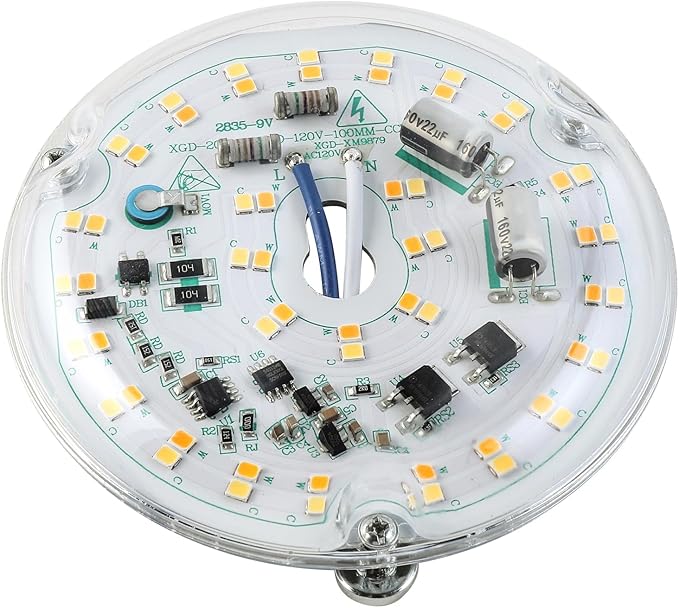 HAOLEDI 4'' 20W LED Ceiling Fan Light Retrofit Kit, Ceiling Light Replacement, LED Flush Mount Ceiling Light, 2400LM, 3CCT 3000K 4500K 5000K,120V, ETL Listed Dimmable CRI90 (3CCT)