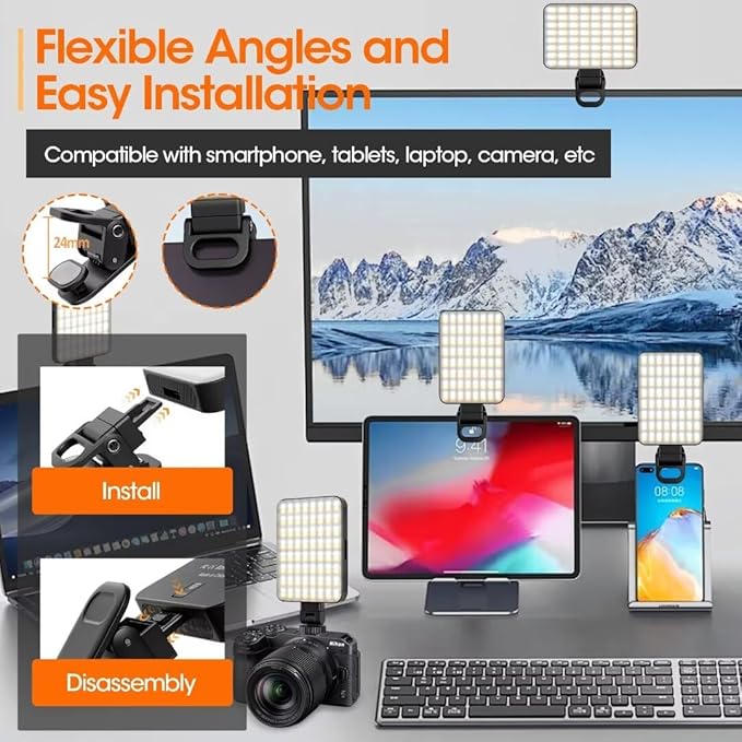 JINGCOOL Magnetic Selfie Light, Portable Phone Clip, 6 oz, Rechargeable Ring Light for iPhone, Laptop, Camera, 10-Hour Working, 3 Light Modes for TikTok, Instagram, Vlog, Video Recording