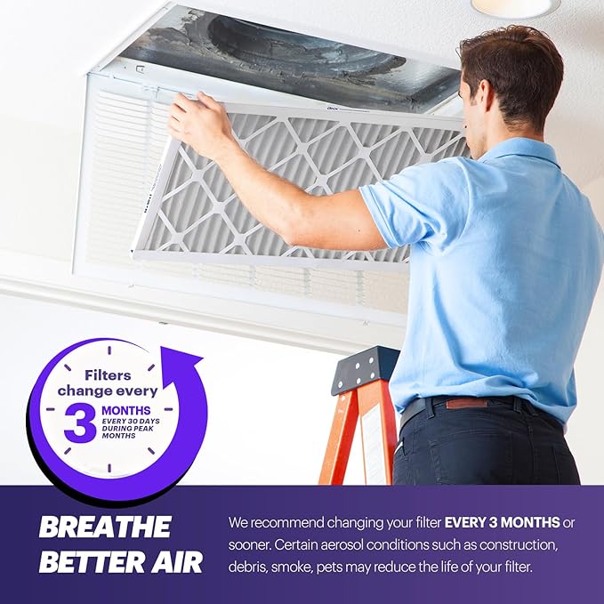 BNX TruFilter 16x16x1 Air Filter MERV 8 (6-Pack) - MADE IN USA – Dust & Pet Defense Air Conditioner HVAC AC Furnace Filters for Dust, Pet, Mold, Pollen MPR 600 – 700 & FPR 5