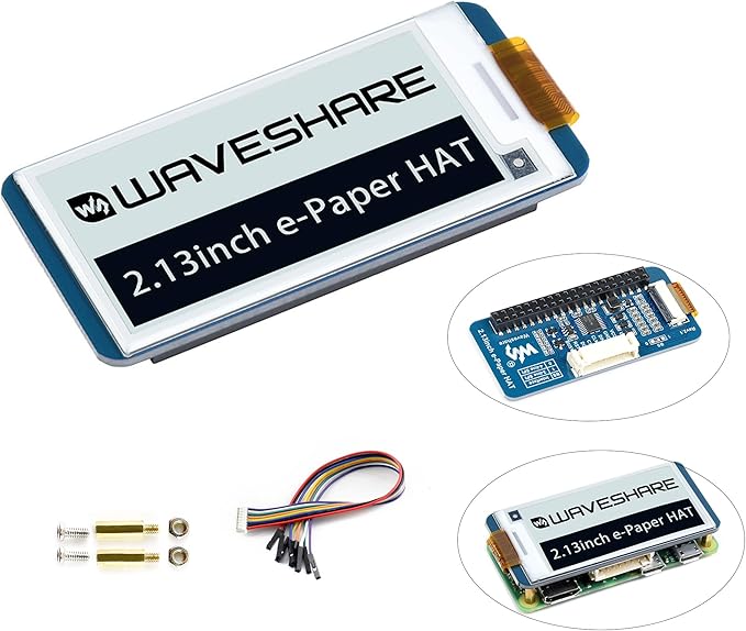 2.13inch E-Ink Display HAT V4 Version, Black/White Two-Color 250x122 Pixel E-Paper Module for Raspberry Pi 5/ 4B/3B+/3B/2B/A+/Zero W/WH/Zero 2 W/Jetson Nano SPI Interface, Support Partial Refresh