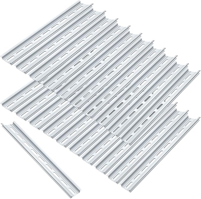 VAMRONE 20 Piece Aluminum DIN Rails, 12 Inches Long, 35mm Wide, 7.5mm High, Top Hat Slotted DIN Rail with RoHS