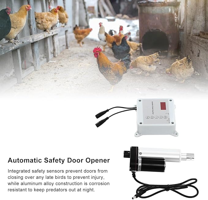Cunyuer Automatic Chicken Coop Door Opener, Timing Photosensitive Remote Door Closer, Auto Chicken Cage Gate Opener Closer Remote Control Kit