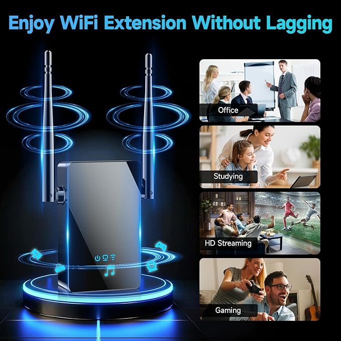 2026 WiFi Extender Signal Booster, New Gen Internet Booster for Home, 4X Faster, Covers up to 10,000 sq.ft, Wi-Fi Repeater with Ethernet Port, Wireless Long Range Amplifier, Easy Setup (Black)