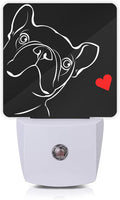 Smoaffly French Bulldog Dog red Heart Night Light Plug-in LED Nightlights Auto Sensor Night Lamp Dusk-to-Dawn Lamp Home Decor for Nursery Children Girls Boys